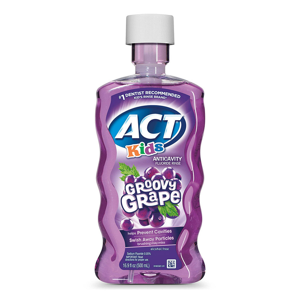 Act Kids Mouthwash Anticavity Fluoride Rinse Groovy Grape, 16.9 oz